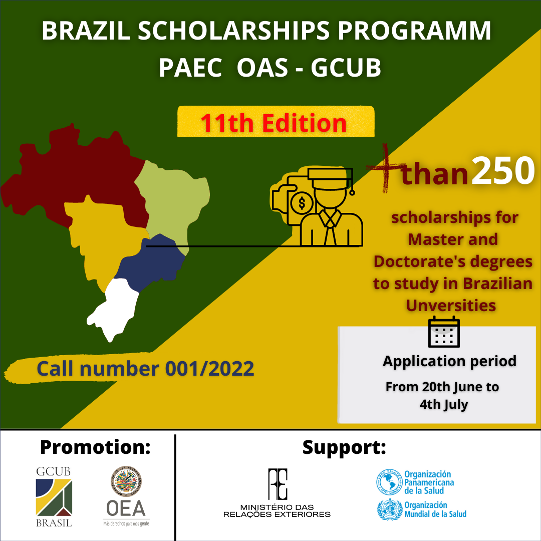 Programa Becas para Maestría y Doctorado en Brasil PAEC OEA-GCUB 2022