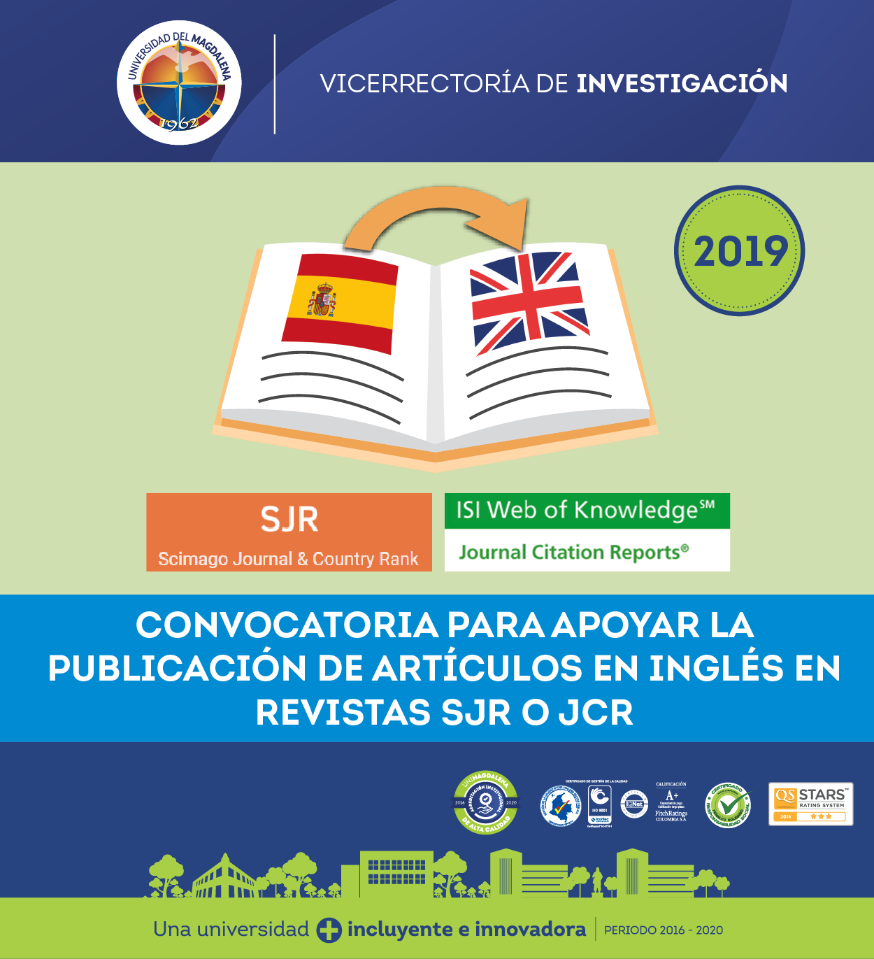 Convocatoria para apoyar la publicación de artículos en inglés en revistas SJR o JCR