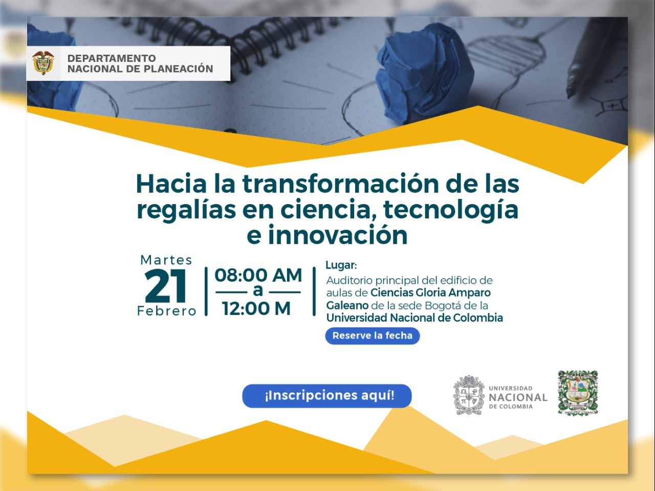 ¡Inscríbete! Foro “Hacia la transformación de las regalías en Ciencia, Tecnología e Innovación”